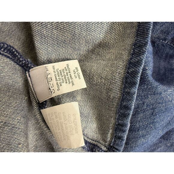 Madewell Linen Blend Blue Denim Jean Skirt Size 0 Zip Closure A-line Zipper - Picture 10 of 11